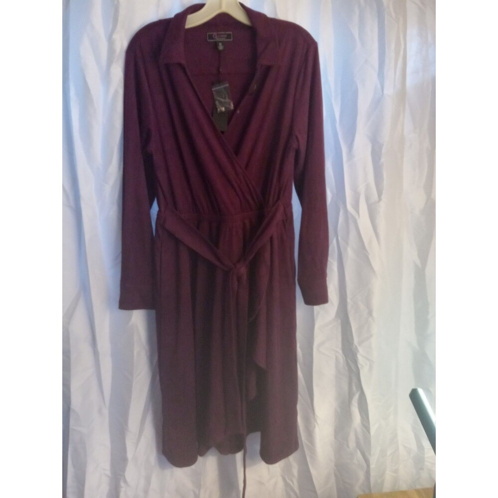 C Wonder by Christian Siriano Women's Faux Suede Wrap Tie Dress Purple, Lrge Pet